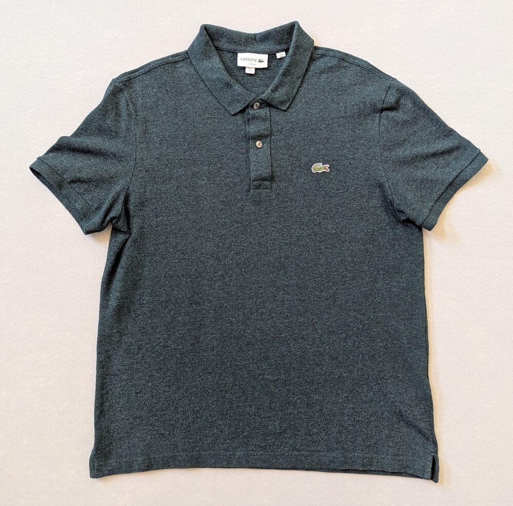 Lacoste Men’s Slim Fit Polo Shirt Heather Green Size 6 XL Cotton